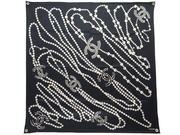  foulard chanel twill logo cc perles carre 90 en