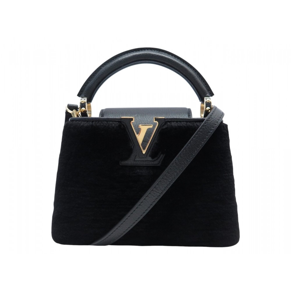 NEUF SAC A MAIN LOUIS VUITTON CAPUCINES MINI CUIR & VISON BANDOULIERE BAG 7700€