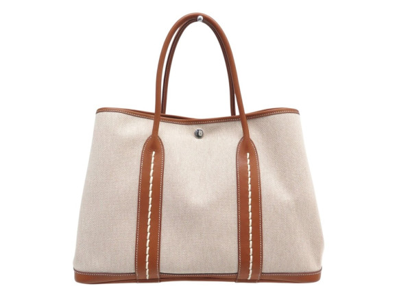 sac a main hermes garden 36 cabas toile et cuir