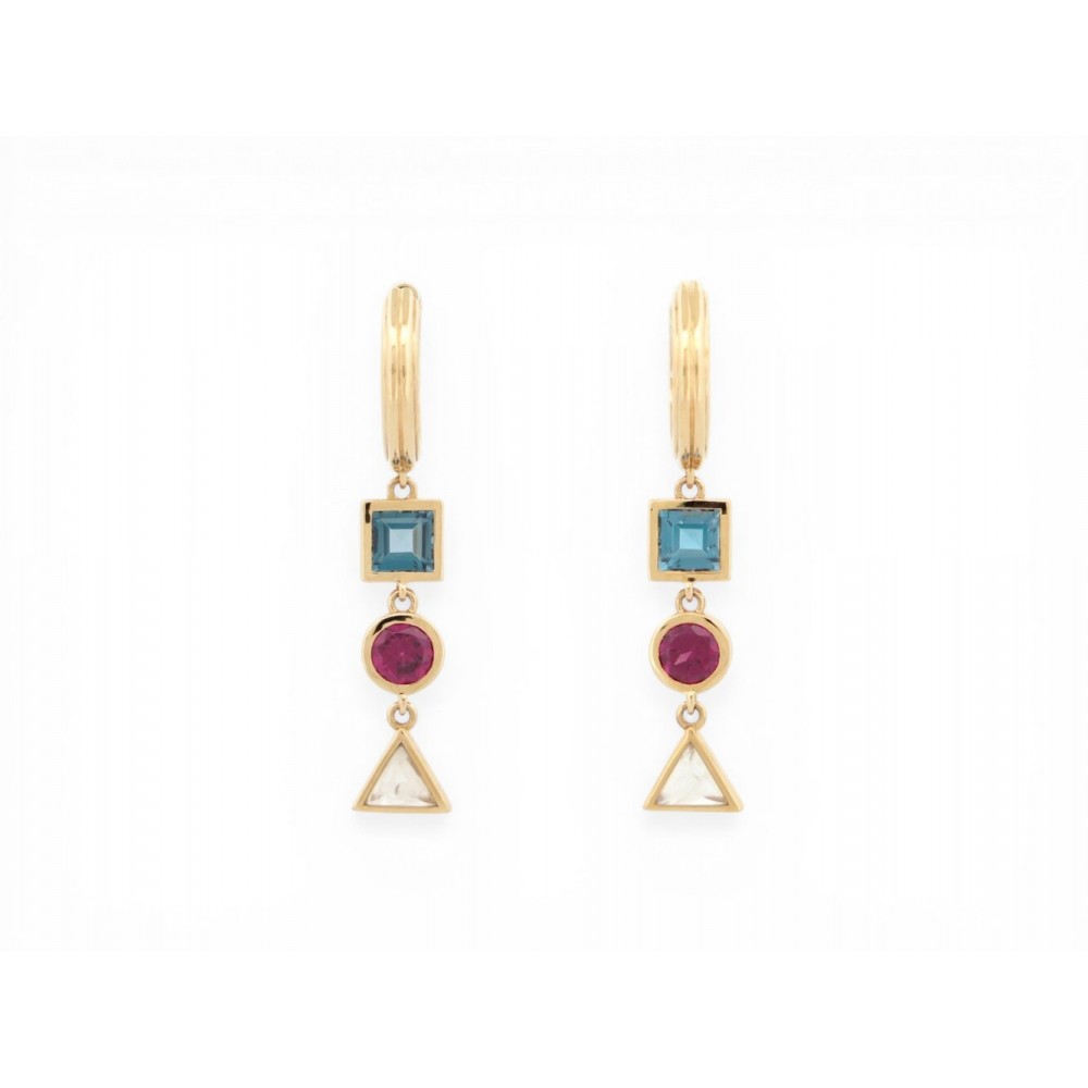 NEUF BOUCLES D'OREILLES POIRAY CREOLES LOLITA EN OR JAUNE PIERRES EARRINGS 2060€
