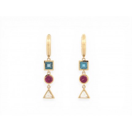 NEUF BOUCLES D'OREILLES POIRAY CREOLES LOLITA EN OR JAUNE PIERRES EARRINGS 2060€