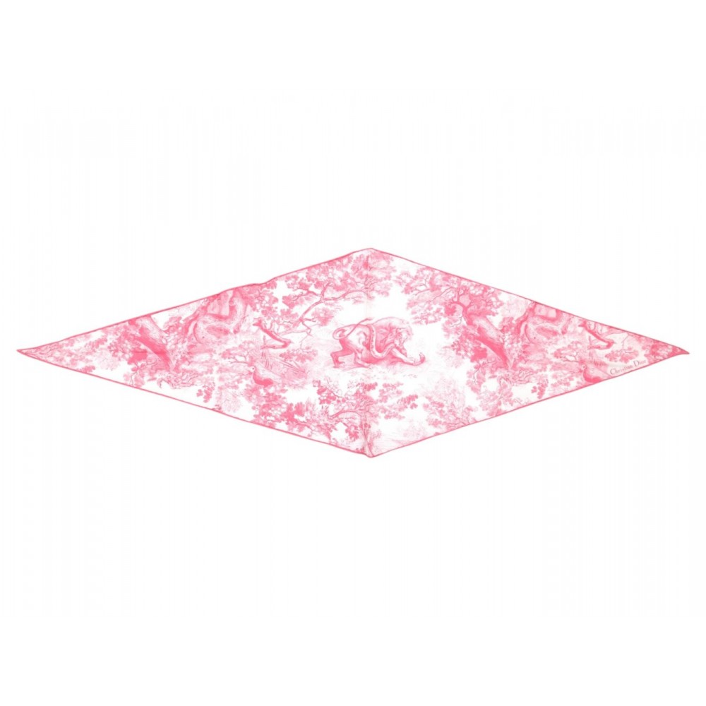 NEUF FOULARD LOSANGE CHRISTIAN DIOR DIAMOND TOILE DE JOUY SAUVAGE SOIE ROSE 290€