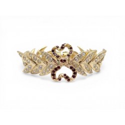 NEUF VINTAGE BRACELET YVES SAINT LAURENT DOUBLE COEUR ARTY COLLECTION 84 18.8CM