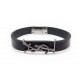 BRACELET SAINT LAURENT CASSANDRE 708815 16 CM EN CUIR NOIR LEATHER BANGLE 290€