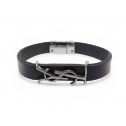 BRACELET SAINT LAURENT CASSANDRE 708815 16 CM EN CUIR NOIR LEATHER BANGLE 290€