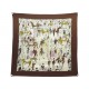 FOULARD HERMES PADDOCK PAR JEAN LOUIS CLERC EN SOIE MARRON BROWN SILK SCARF 580€