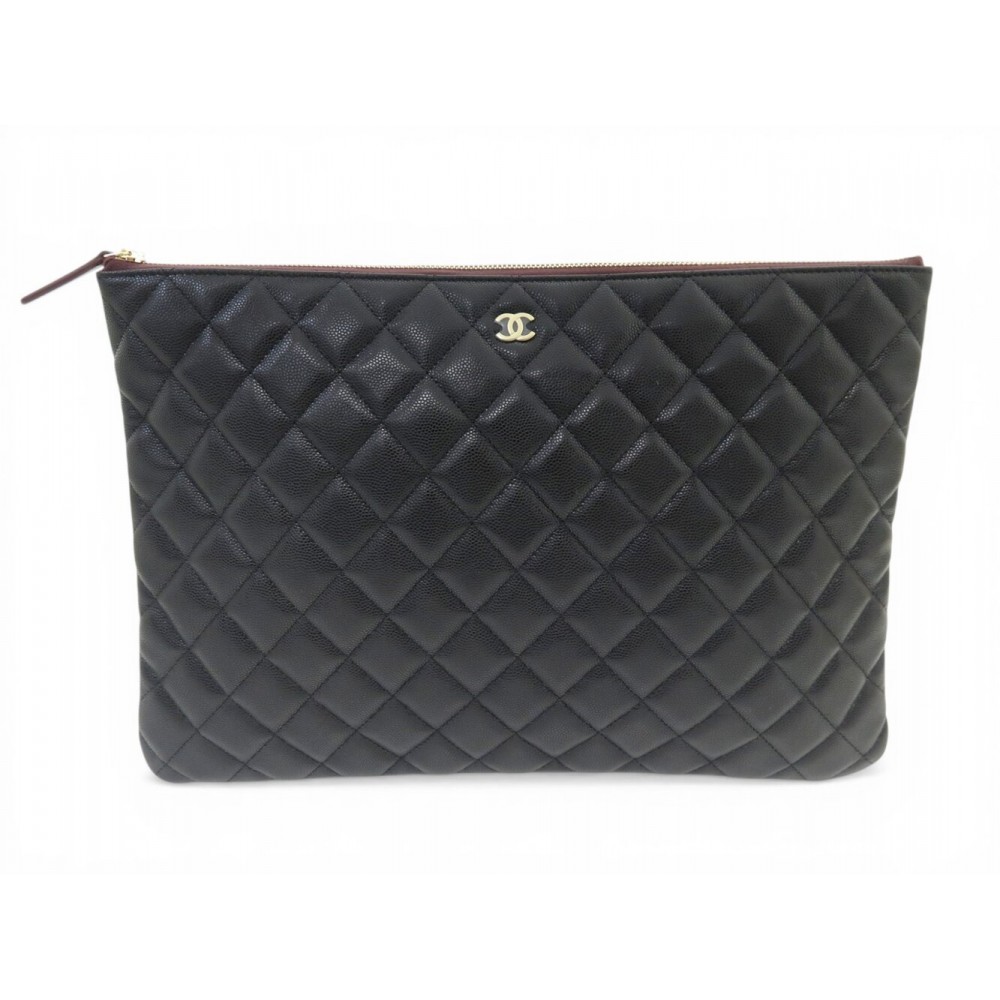 NEUF SAC CHANEL POCHETTE ZIPPEE CLASSIQUE CUIR CAVIAR MATELASSE A82545 BAG 1600€