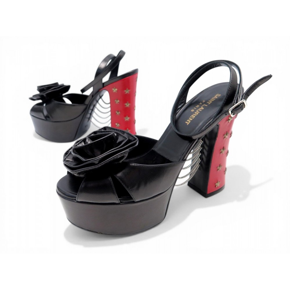 NEUF CHAUSSURES SAINT LAURENT SANDALES ETOILE SLIMANE 385159 37.5 SHOES 1300€