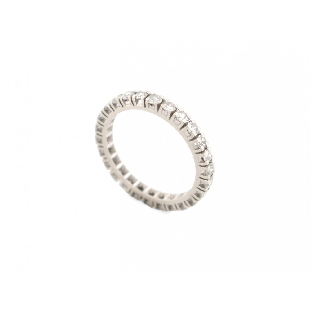 BAGUE ALLIANCE AMERICAINE T53 PAVAGE COMPLET 26 DIAMANTS 1.1CT OR BLANC 18K RING