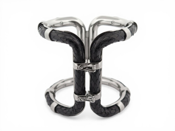  bracelet lanvin manchette 16cm cuir python noir