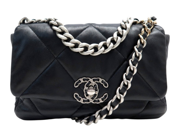 sac a main chanel 19 medium as1160 cuir noir matelasse