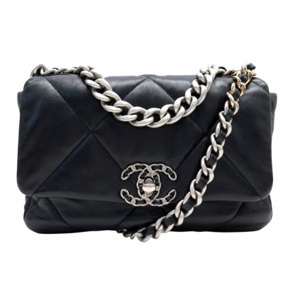 SAC A MAIN CHANEL 19 MEDIUM AS1160 CUIR NOIR MATELASSE BANDOULIERE HANDBAG 6650€