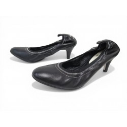 CHAUSSURES CHANEL BALLERINES SOUPLE A TALONS LOGO CC 39.5 CUIR NOIR SHOES 1200€