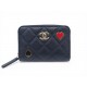 NEUF PORTE MONNAIE CHANEL PIQUE ET COEUR EN CUIR BLEU MARINE NEW COIN PURSE 720€