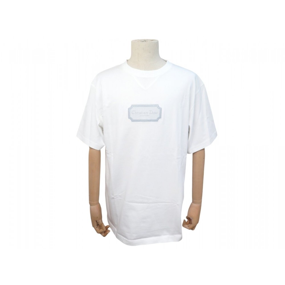 HAUT CHRISTIAN DIOR T-SHIRT COUTURE COUPE RELAX XL 54 COTON BLANC WHITE TOP 780€