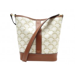 NEUF SAC A MAIN CELINE 191442 SEAU EN TOILE TRIOMPHE BLANC VEAU BUCKET BAG 1400€
