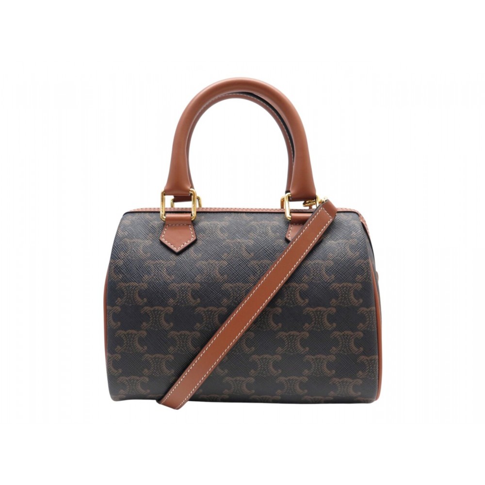 NEUF SAC A MAIN CELINE BOSTON PM 113772 TOILE TRIOMPHE TAN BANDOULIERE BAG 1450€