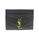 NEUF PORTE CARTES SAINT LAURENT CASSANDRE 423291 CUIR NOIR LOGO CARD HOLDER 390€