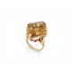 BAGUE COCKTAIL CITRINE LOSANGE SERTIE EN CAGE T55 EN OR ROSE 18K PINK 12GR RING