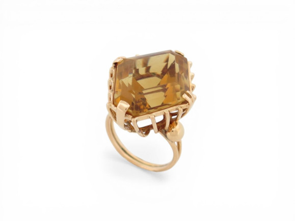 bague cocktail citrine losange sertie en cage t55 en