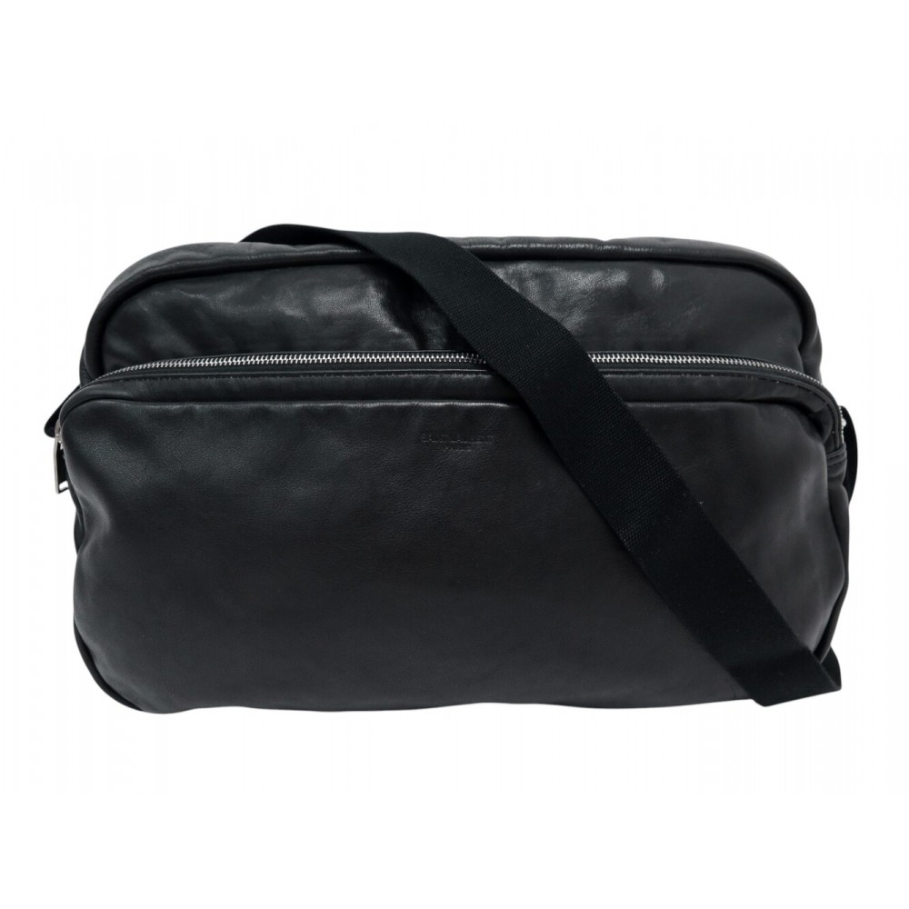 SACOCHE SAINT LAURENT MESSENGER DELAVE 396812 BANDOULIERE EN CUIR NOIR BAG 2550€