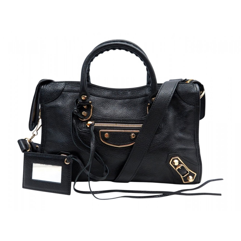 NEUF SAC A MAIN BALENCIAGA METALLIC EDGE CITY SMALL 432831 CUIR NOIR BAG 2100€