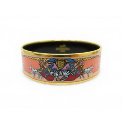 BRACELET HERMES EMAIL LARGE CIRQUE TIGRE PANTHERE 18CM ENAMEL STRAP BANGLE 590€