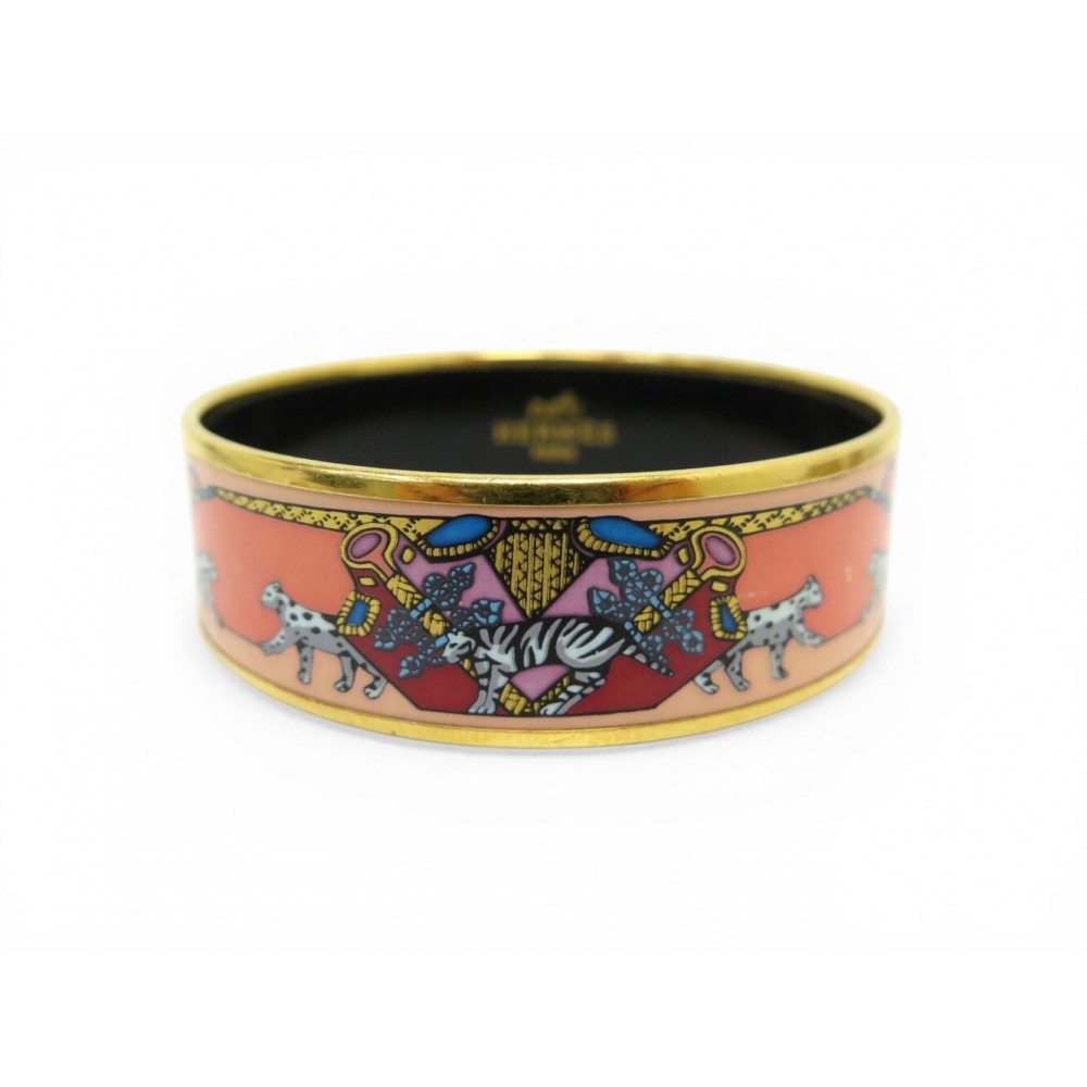 BRACELET HERMES EMAIL LARGE CIRQUE TIGRE PANTHERE 18CM ENAMEL STRAP BANGLE 590€