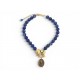 COLLIER PHILIPPE FERRANDIS PENDENTIF ELEPHANT PERLES LAPIS LAZULI NECKLACE 495€