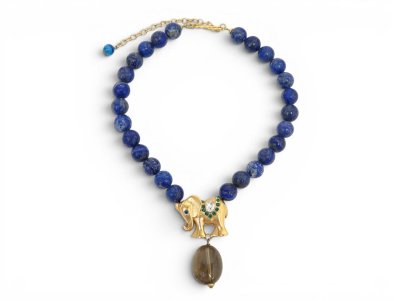collier philippe ferrandis pendentif elephant perles