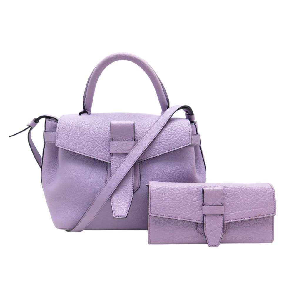 NEUF SAC A MAIN LANCEL CHARLIE MM + PORTEFEUILLE CUIR LAVANDE BANDOULIERE 1400€