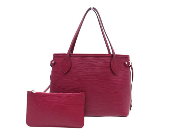 NEUF SAC A MAIN LOUIS VUITTON NEVERFULL PM 118LV32 CUIR EPI FRAMBOISE BAG 1850€