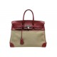SAC A MAIN HERMES BIRKIN 35 TOILE BEIGE ET CUIR SWIFT ROUGE 2007 HAND BAG PURSE