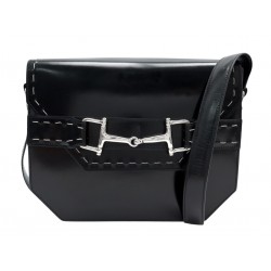 VINTAGE SAC A MAIN CELINE BESACE MORS BANDOULIERE EN CUIR BOX NOIR HANDBAG 2700€
