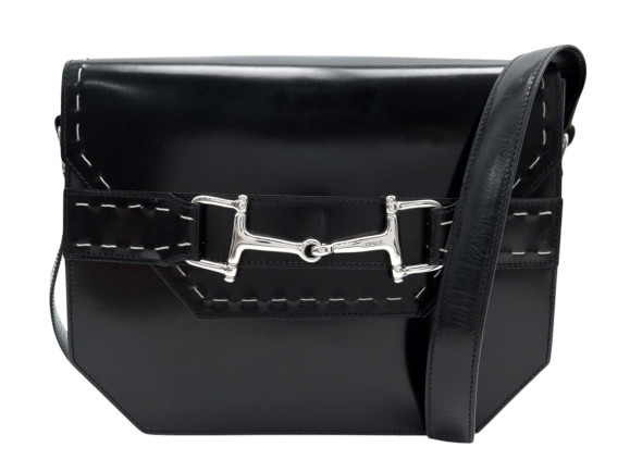 VINTAGE SAC A MAIN CELINE BESACE MORS BANDOULIERE EN CUIR BOX NOIR HANDBAG 2700€