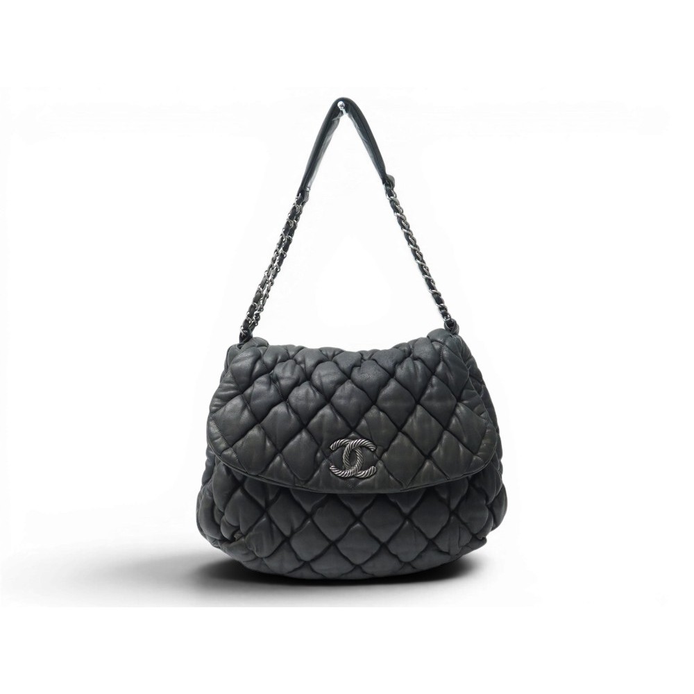 SAC A MAIN CHANEL HOBO EN CUIR MATELASSE NOIR LOGO CC QUILTED BAG PURSE 9700€