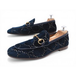 CHAUSSURES GUCCI JORDAAN 430088 MORS LOGO GG 5.5 IT 40.5 FR EN VELOURS BLEU 620€