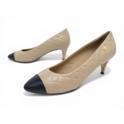 CHAUSSURES CHANEL BIJOU CAMELIA G31097 39.5 CUIR MATELASSE BICOLORE SHOES 1100€