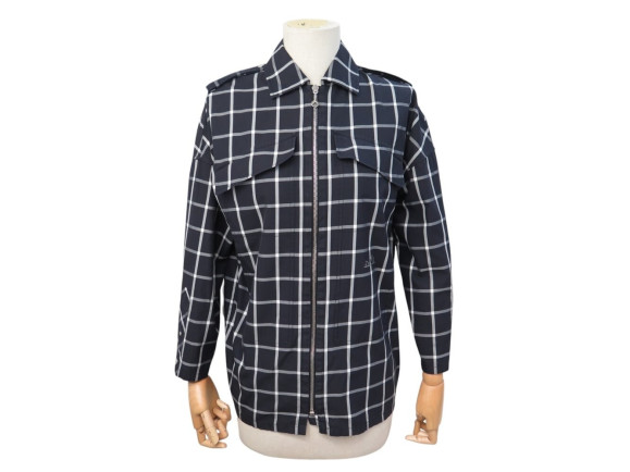 NEUF VESTE HERMES HERMES ZIPPEE LOGO CALECHE A CARREAUX 34 XS COTON JACKET 1700€