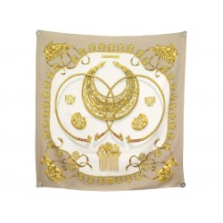 VINTAGE FOULARD HERMES LES CAVALIERS D'OR 1ERE EDITION CARRE 90 SOIE SCARF 580€