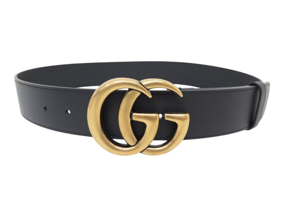 NEUF CEINTURE GUCCI BOUCLE LOGO GG MARMONT 397660 CUIR NOIR LARGE T100 BELT 450€