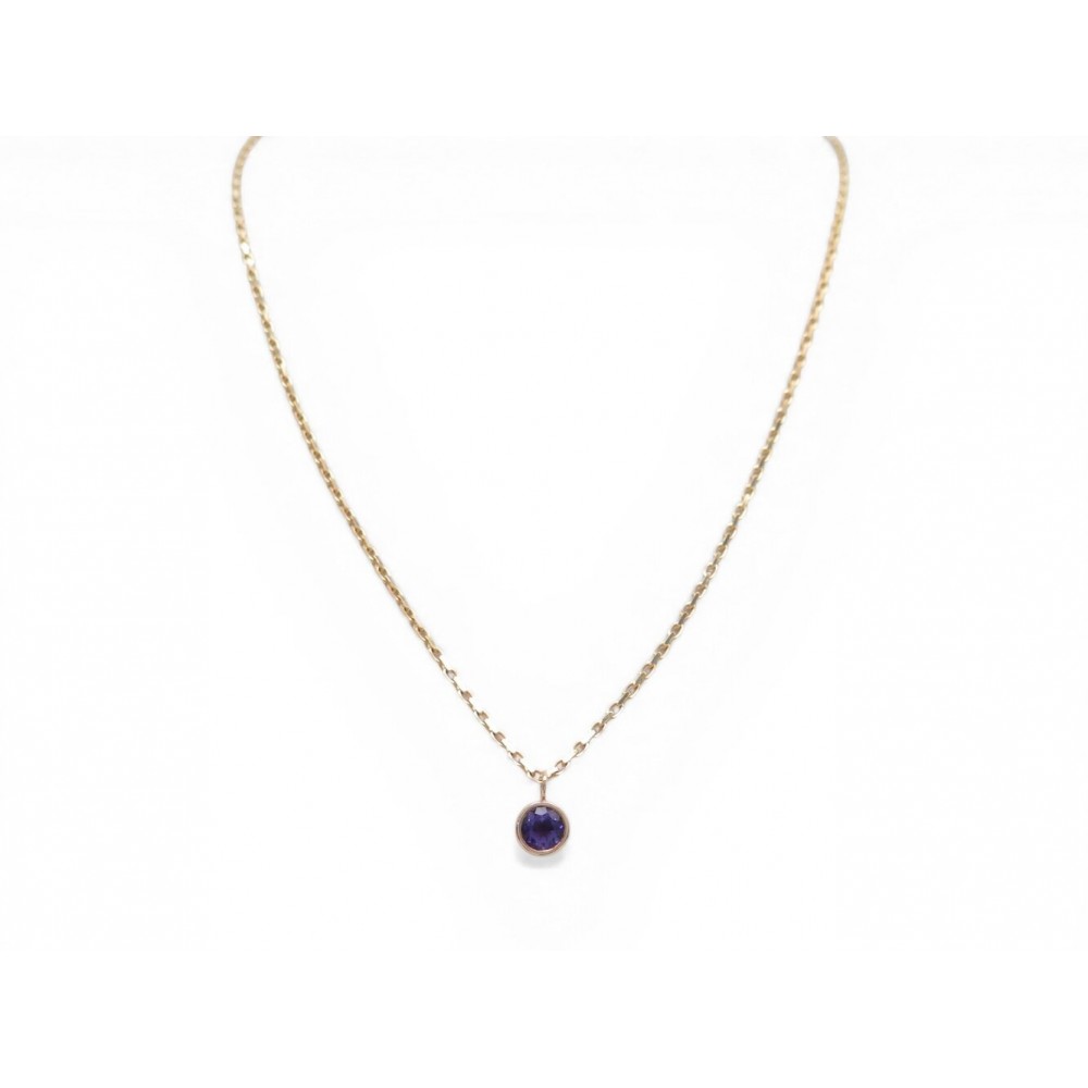 NEUF PENDENTIF POIRAY LOLITA AMETHYSTE 1 CARAT + CHAINE HISTOIRE D OR 9K 890€