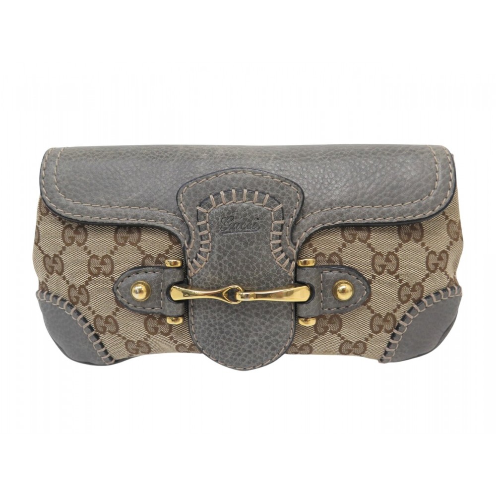 SAC A MAIN GUCCI HORSEBIT 001998 MORS EN TOILE ET CUIR POCHETTE CLUTCH BAG 800€
