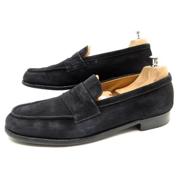 CHAUSSURES JM WESTON 180 9.5A 43 43.5 MOCASSINS EN VEAU VELOURS NOIR SHOES 590€