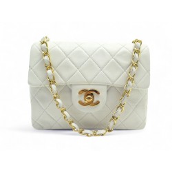 VINTAGE SAC A MAIN CHANEL MINI TIMELESS SQUARE EN CUIR MATELASSE BLANC BAG 4750€