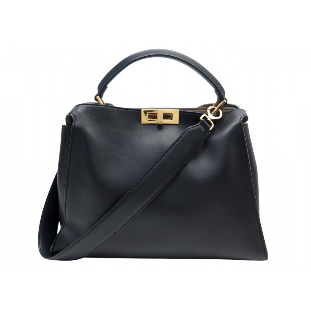 SAC A MAIN FENDI PEEKABOO ESSENTIAL 8BN300 EN CUIR NOIR LEATHER HAND BAG 5000€