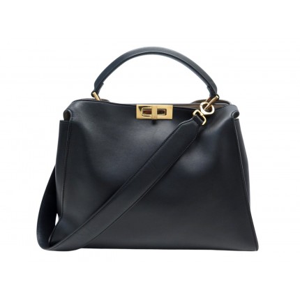 SAC A MAIN FENDI PEEKABOO ESSENTIAL 8BN300 EN CUIR NOIR LEATHER HAND BAG 5000€