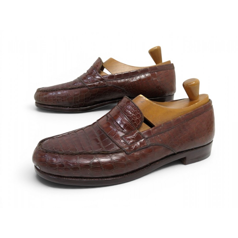 VINTAGE CHAUSSURES JM WESTON MOCASSINS 180 7E 41 41.5 EN CUIR CROCODILE 4890€