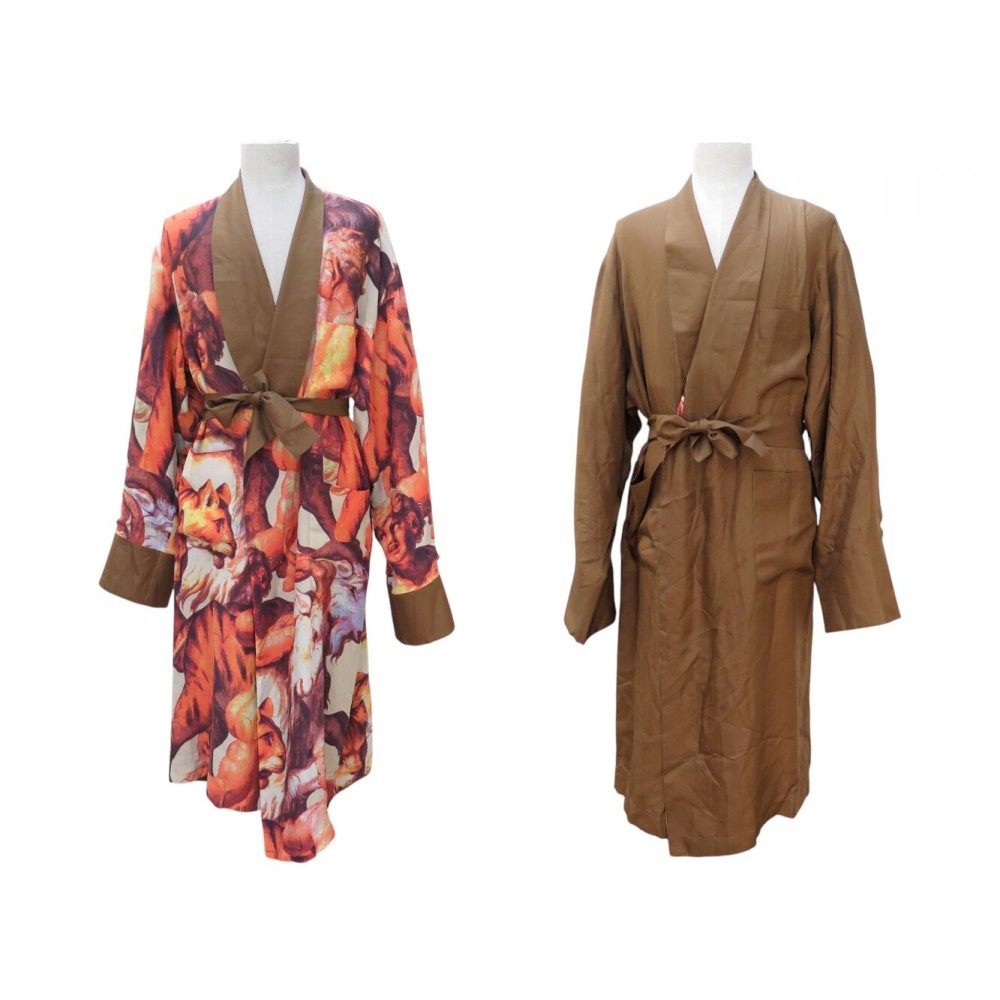 VINTAGE PEIGNOIR CHRISTIAN DIOR REVERSIBLE SCENE STYLE RENAISSANCE L 54 BATHROBE