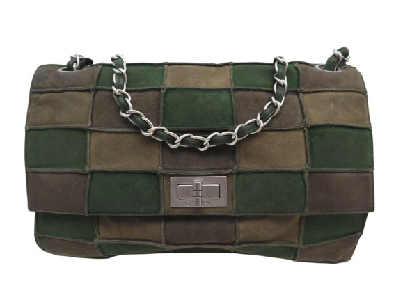 sac a main chanel 2.55 patchwork daim marron